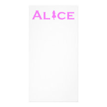 Alice in Wonderland Word Play Pink Personalized Photo Card