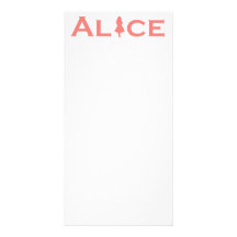 Alice in Wonderland Word Play Salmon Pink Personalized Photo Card