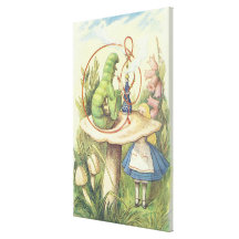 Alice Meets the Caterpillar Stretched Canvas Print