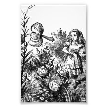 Alice Talks with Garden Flowers Photographic Print