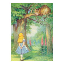 Alice & the Cheshire Cat Full Colour Personalized Invitations