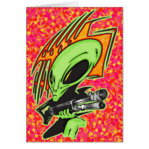 Alien And Laser Gun Cards