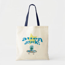 alien attack tote bags