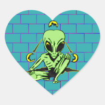 Alien Coverup Heart Stickers