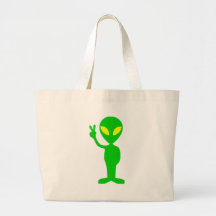 Alien Peace Sign Tote Bags
