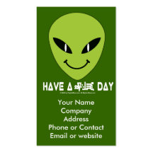 Alien Smiley Face Business - Profile Card Business Card Template