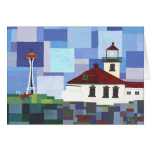 Alki Point Lighthouse Greeting Cards