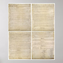 All 4 Original Pages of United States Constitution Poster