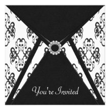 All Occasion Black Damask Party Personalised Invitations