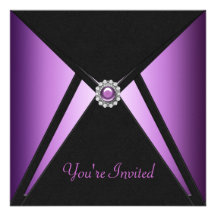 All Occasion Black Purple Party Invitations
