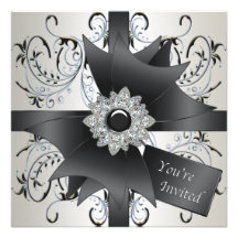 All Occasion Ivory Blue Black Party Invitation