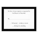 All Purpose Elegant Black and White Response Card Personalised Invite