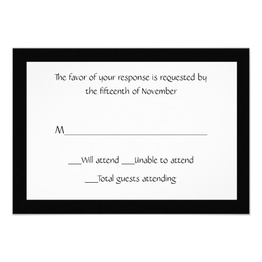 All Purpose Elegant Black and White Response Card Personalised Invite