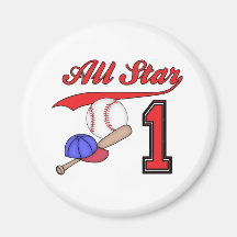 All Star Baseball 1st Birthday Refrigerator Magnet