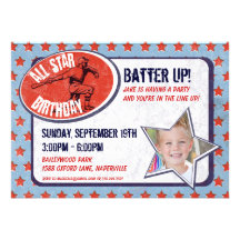All Star Baseball Party Photo Invitation