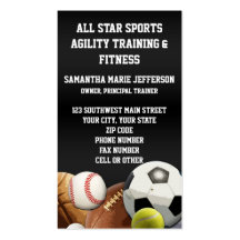 All Star Sports Balls w/ Brick Wall Business Card Templates