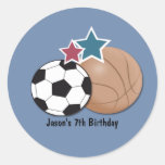 All stars Sports Envelope Seals Party Favours Round Sticker