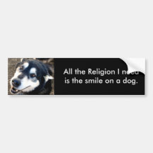 All the Religion I need is the smile ... Bumper Sticker