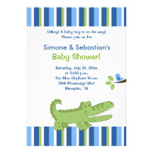 Alligator Baby Shower Invitation Blue/Green 5x7