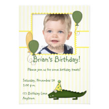 Alligator Child's Birthday Photo Invitation