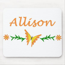 Allison (Orange Butterfly) Mouse Mat