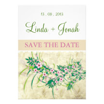 Almond Pink Flowers (white) invitation