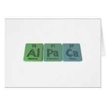 Alpaca-Al-Pa-Ca-Aluminium-Protactinium-Calcium Greeting Cards