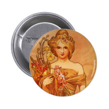 Alphonse (Alfons) Mucha  Bouquet Pinback Buttons