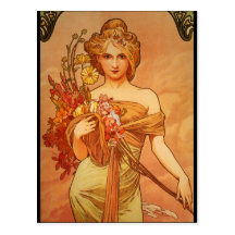 Alphonse (Alfons) Mucha  Bouquet Post Card