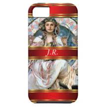 Alphonse Mucha and Red Add your initials iPhone 5 Case
