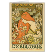 Alphonse Mucha Art Deco Greeting Card