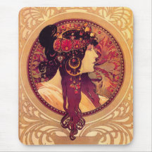 Alphonse Mucha Donna Orechini Mouse Pad