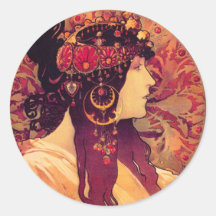 Alphonse Mucha Donna Orechini Stickers