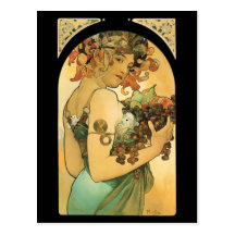 Alphonse Mucha ~ Fruit ( 1897 ) Postcard