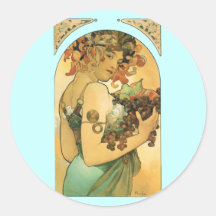Alphonse Mucha ~ Fruit ( 1897 ) Round Sticker