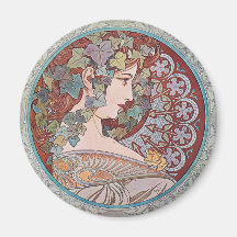 Alphonse Mucha Ivy Art Nouveau Fridge Magnet