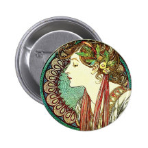 Alphonse Mucha Laurel Button