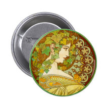 Alphonse Mucha Laurel Button