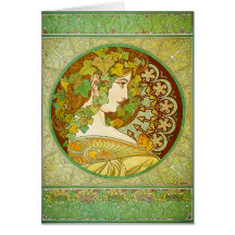Alphonse Mucha Laurel Greeting Card