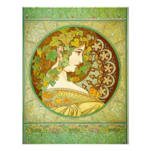 Alphonse Mucha Laurel Invitations