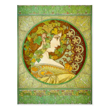 Alphonse Mucha Laurel Postcard