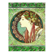Alphonse Mucha Laurel Postcard