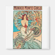 Alphonse Mucha Monaco, Monte-Carlo, 1897 Magnets