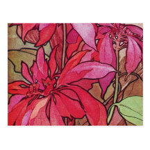 Alphonse Mucha Poinsettias Christmas Postcards
