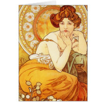 Alphonse Mucha Topaz Greeting Card