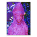 Altered Blue Kwan Yin Statue Greeting Card