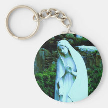 Altered Blue Virgin Mary Key Chain