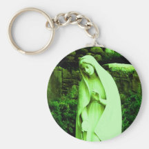 Altered Green Virgin Mary Keychain