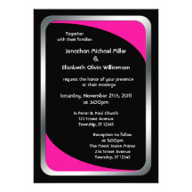 Alternative Black with Hot Pink Wedding Custom Announcements