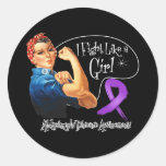 Alzheimers Disease Fight Like a Girl Rosie Riveter Round Stickers